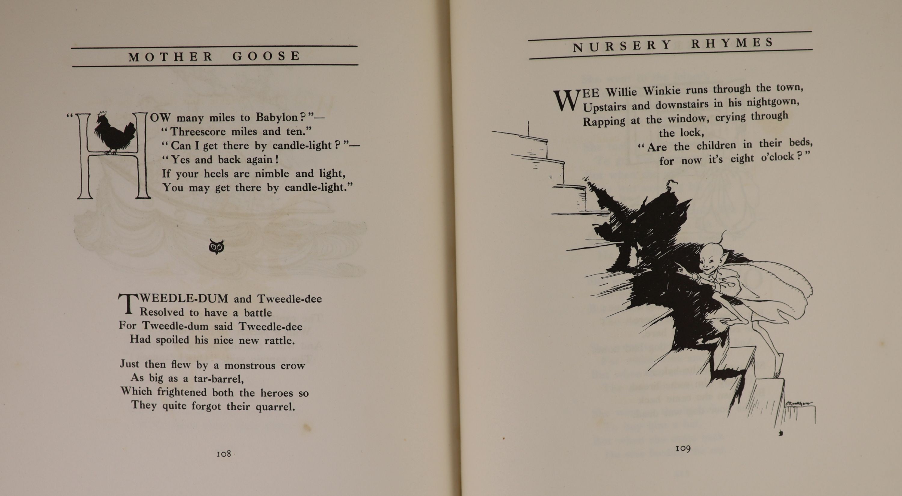 Rackham, Arthur - Mother Goose: The Old Nursery Rhymes, one of 1,130 signed by the author/illustrator, 4to, original gilt decorated cloth, with 13 tipped-in colour plates, William Heinemann, London, 1913